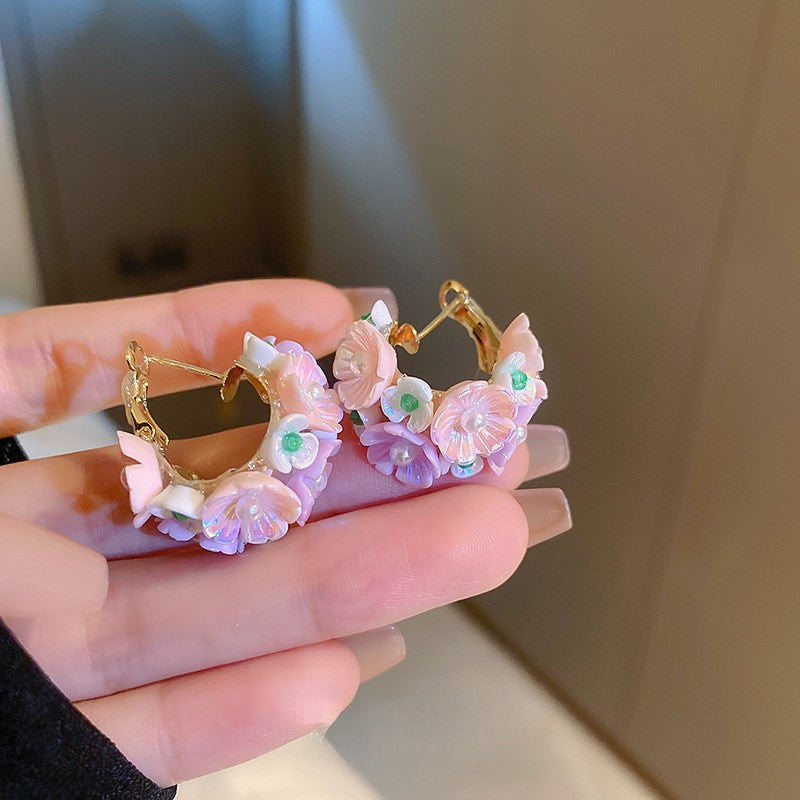 2022 Korean New Exquisite Flower Splicing Earrings Temperament Simple Fashion Versatile Earrings Female Jewelry gift