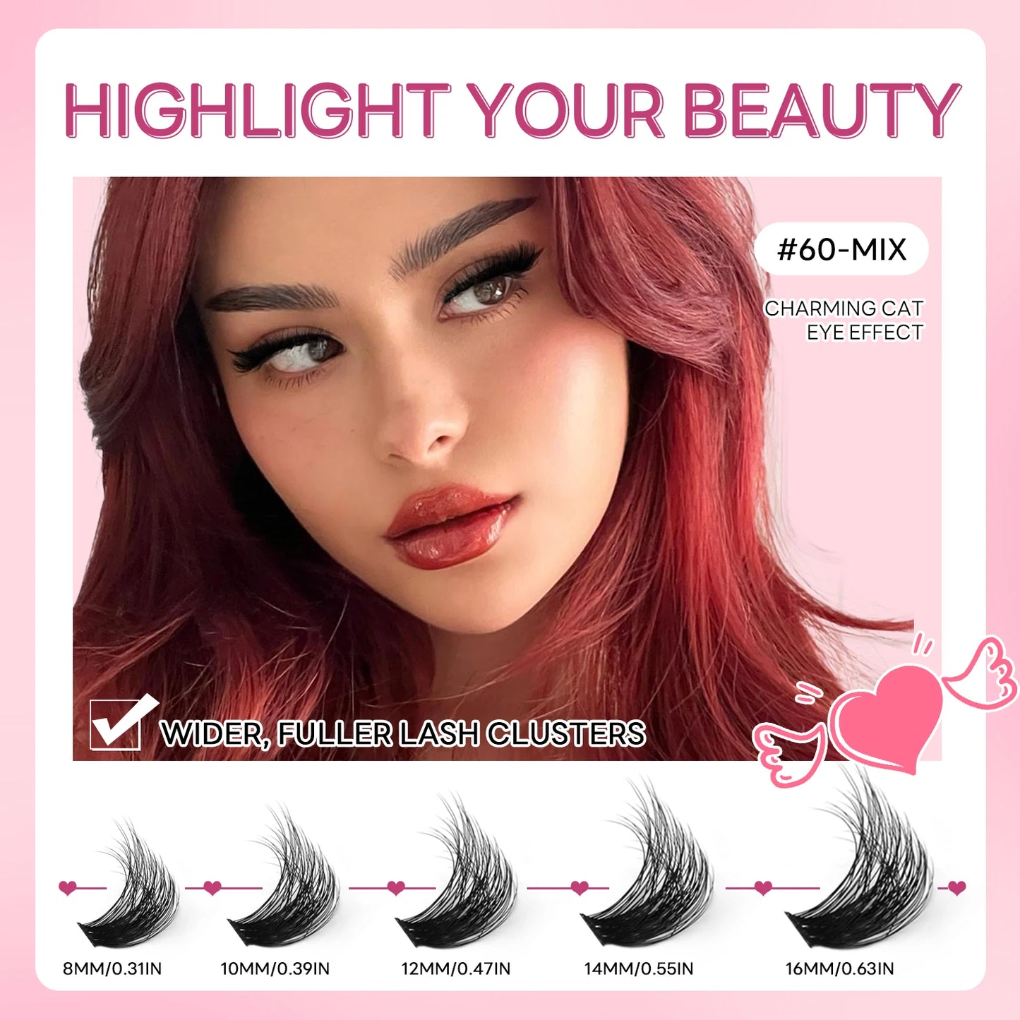 GROINNEYA Lashes Clusters Faux Mink Lashes Eyelash Extension Voluminous Fluffy Wispy Cat Eyelashes Eyelashes Clusters Makeup