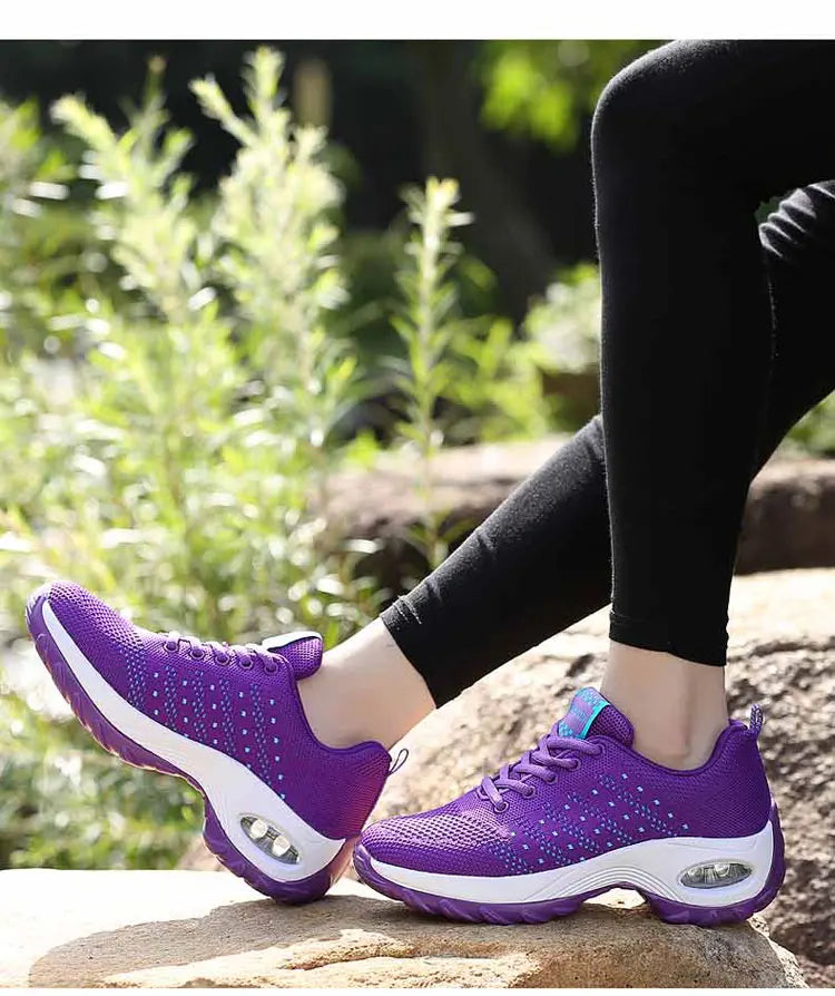 New Running Shoes Ladies Breathable Sneakers Summer Light Mesh Air Cushion Women's Sports Shoes Outdoor Lace Up Training Shoes