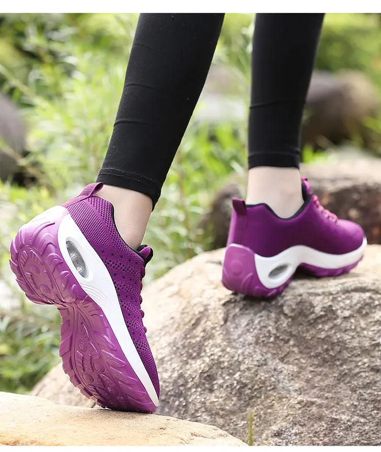 New Running Shoes Ladies Breathable Sneakers Summer Light Mesh Air Cushion Women's Sports Shoes Outdoor Lace Up Training Shoes