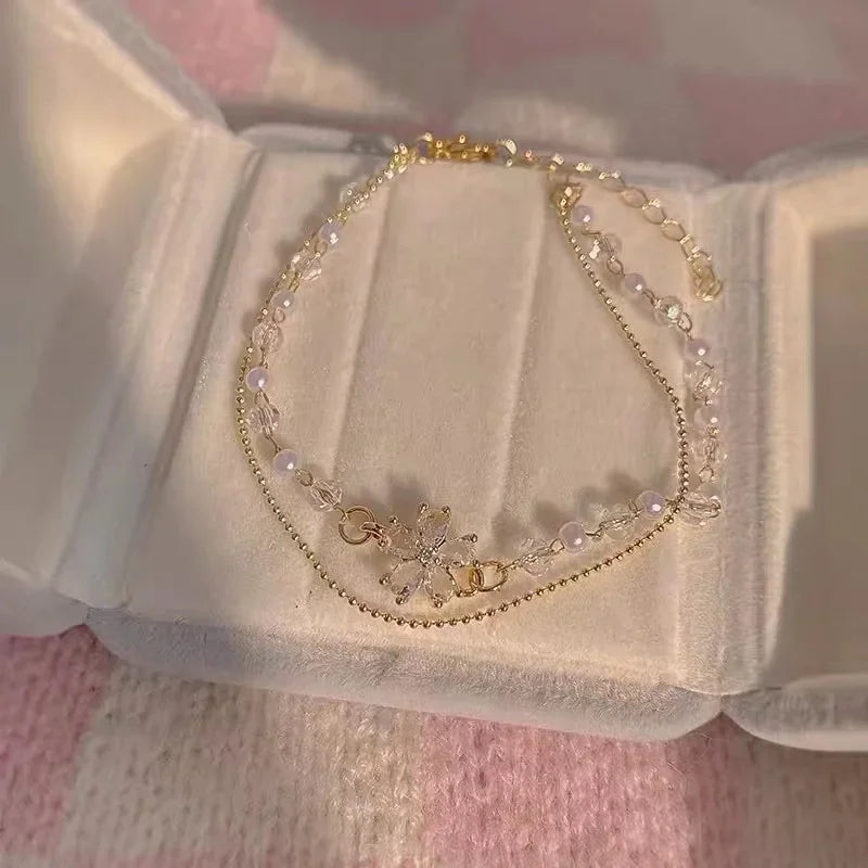 4Pcs/Set Heart White Color Pearl Bracelets Set For Women New Trendy Elastic Beaded Bracelet Elegant Wedding Party Jewelry Gift