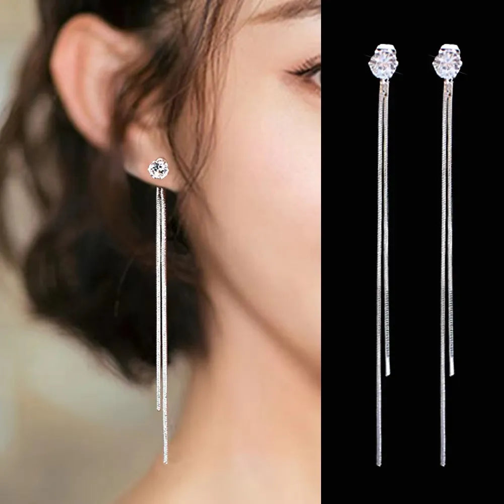 European and American Black Drop Tassel Long Earrings 2025 New Fashion Party Luxury Accessories For Womens Temperament Jewelry