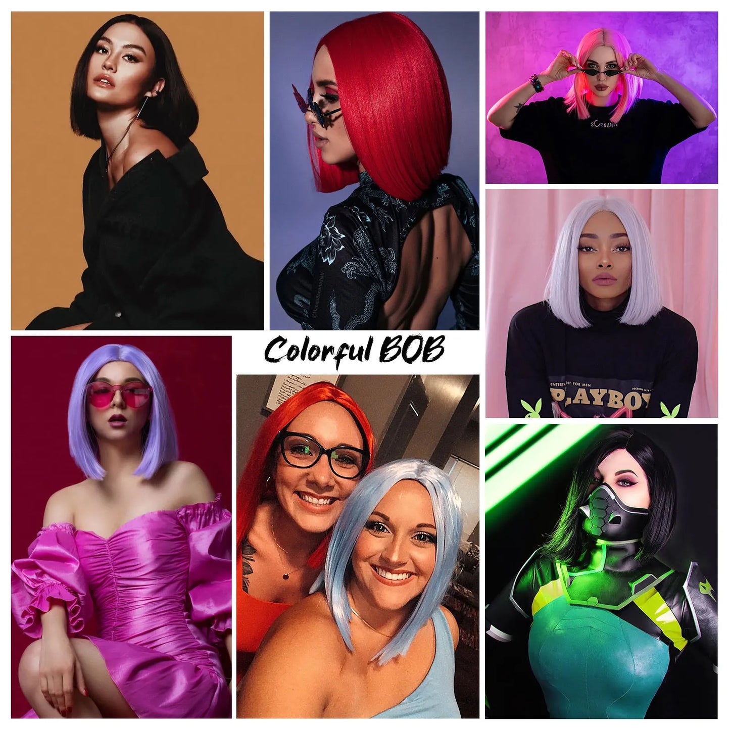 Light Blue Synthetic Short Bob Wig Straight Blue Wig for Women Shoulder Length Wigs Colorful Wig for Daily Use Party Cosplay