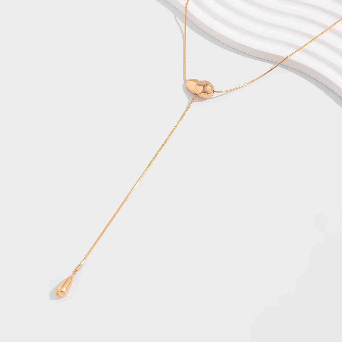 2025 Vintage Metal Simple Water Drop Pendant Necklace for Women 2025 Trendy Long Thin Chain Necklace Aesthetic Y2K Jewelry Gift