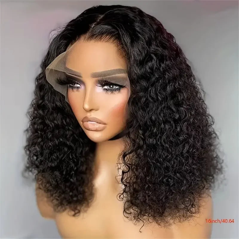 Ready To Wear Glueless Wigs Kinky Straight 13x4 Lace Front Human Hair Wig Short Bob Wigs HD Transparent Yaki Straight Wig 180%