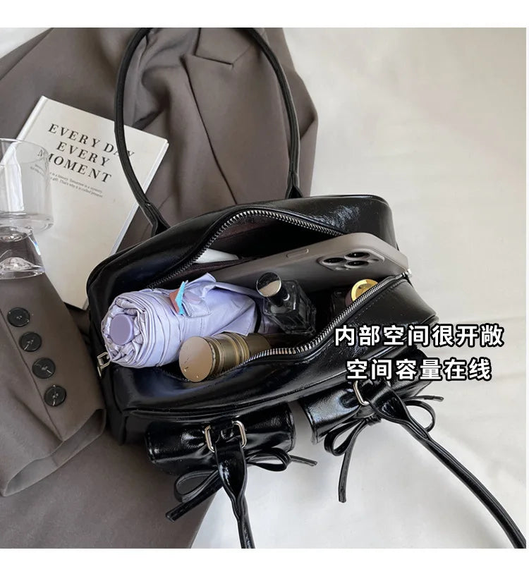 Vintage Women Business Shoulder Bags Simple Ladies Commute Tote Bag Pu Leather Female Underarm Bag Burgundy Large Handbags Purse