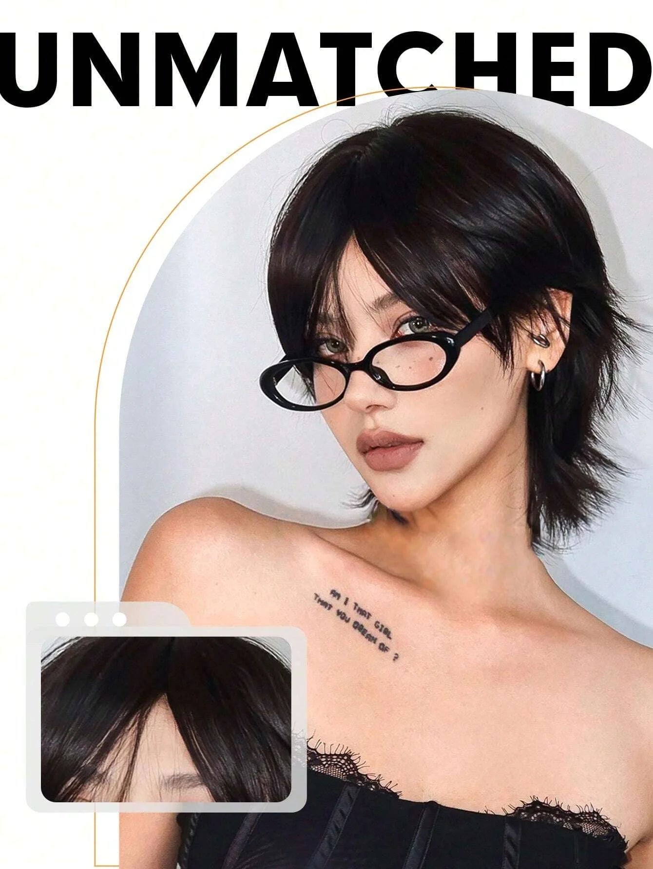 12 inch short salmon head wig with bangs, women's short straight black synthetic wig, party daily use elf cut short wig