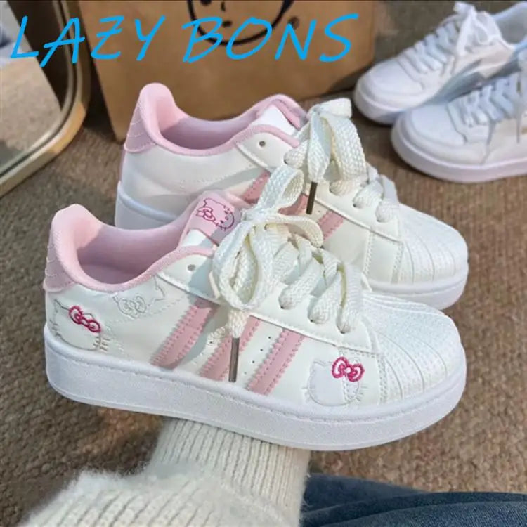 Hello Kitty Board Shoes Summer Sweet Women Sports Shoes Anime Sanrios Cartoon Kt Leisure Cute Girls Student Thick Soled Shoes