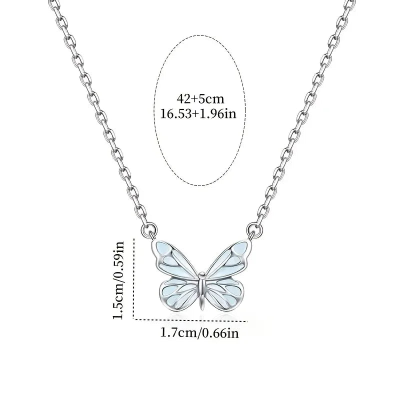 New Korean Fashion Butterfly Moon 2025 Necklace Women's Stainless Steel Cute Collar Chain High End Elegant Jewelry Girls Gift