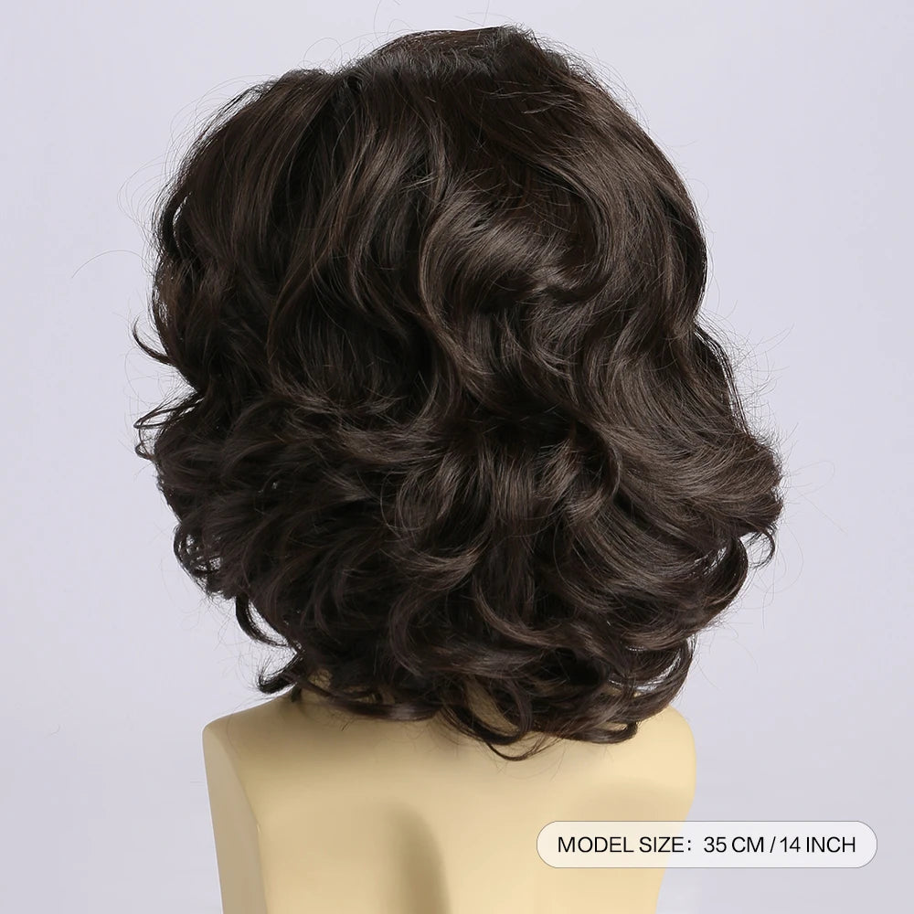 14 Inch Mens Synthetic Wigs Short Brown Wig Men Natural Fluffy Cosplay Costume Mens Wig for Male Guy