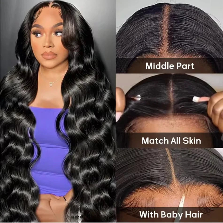 180 Density 13x6 Body Wave Lace Front Wigs Human Hair Pre Plucked 13x4 HD Transparent Lace Frontal Wigs Human Hair for Women