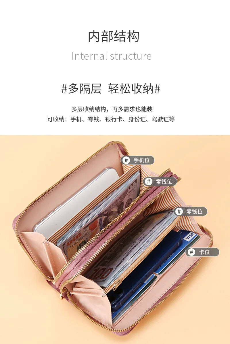 Long Women's Wallet Female Purses Tassel Coin Purse Card Holder Wallets Double Zipper Pu Leather Clutch Luxury Money Phone Bag