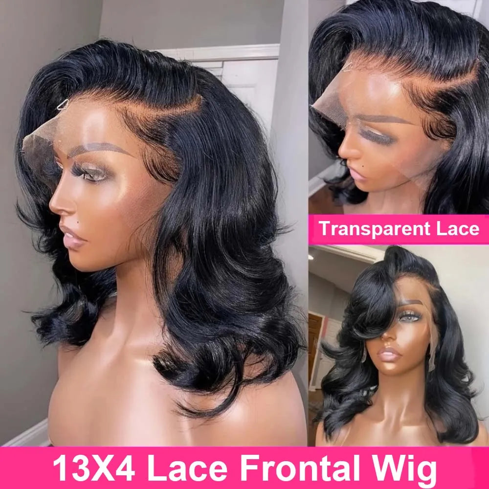 Loose Body Wave Bob Wig Human Hair 13x4 Lace Front Wig 230% Density Virgin Remy Hair Preplucked 4x4 Lace Closure Wig For Women
