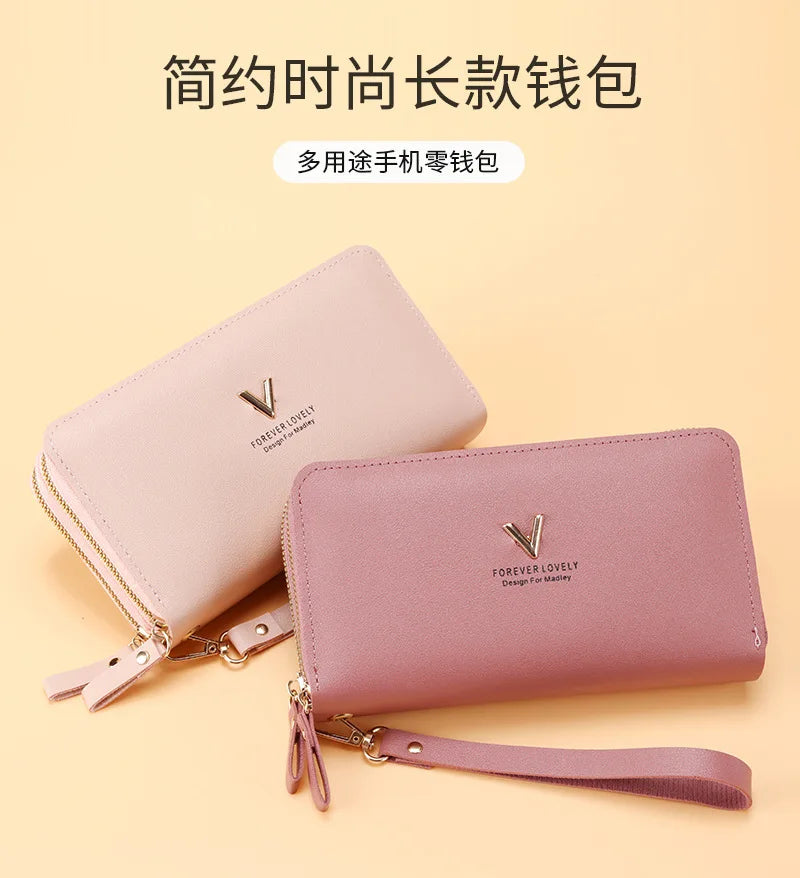 Long Women's Wallet Female Purses Tassel Coin Purse Card Holder Wallets Double Zipper Pu Leather Clutch Luxury Money Phone Bag