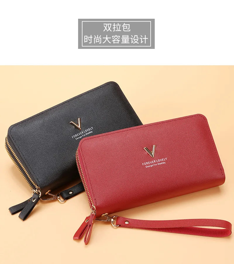 Long Women's Wallet Female Purses Tassel Coin Purse Card Holder Wallets Double Zipper Pu Leather Clutch Luxury Money Phone Bag