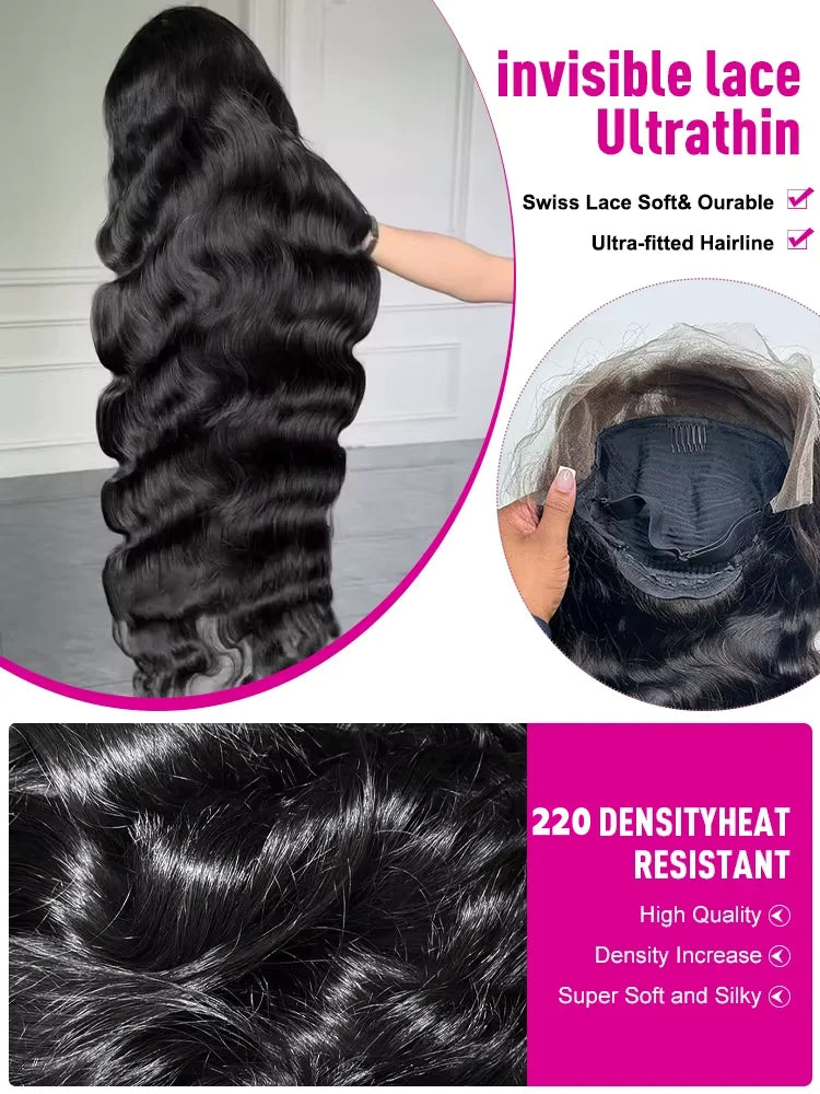 Luvin HD Transparent Body Wave Human Hair Wigs 13x6 Body Wave Lace Front Wig Human Hair Brazilian Water Wave Lace Frontal Wigs