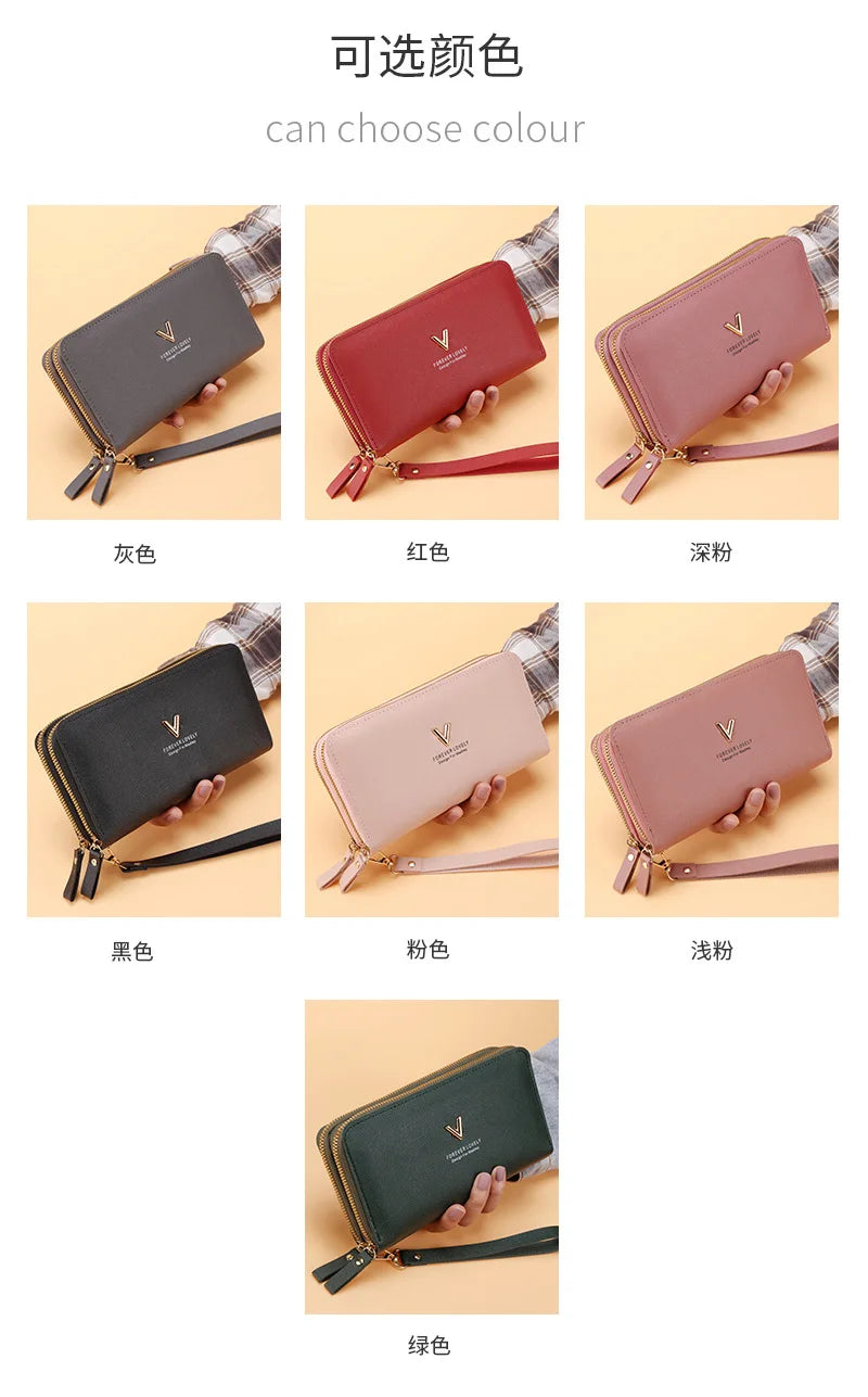 Long Women's Wallet Female Purses Tassel Coin Purse Card Holder Wallets Double Zipper Pu Leather Clutch Luxury Money Phone Bag