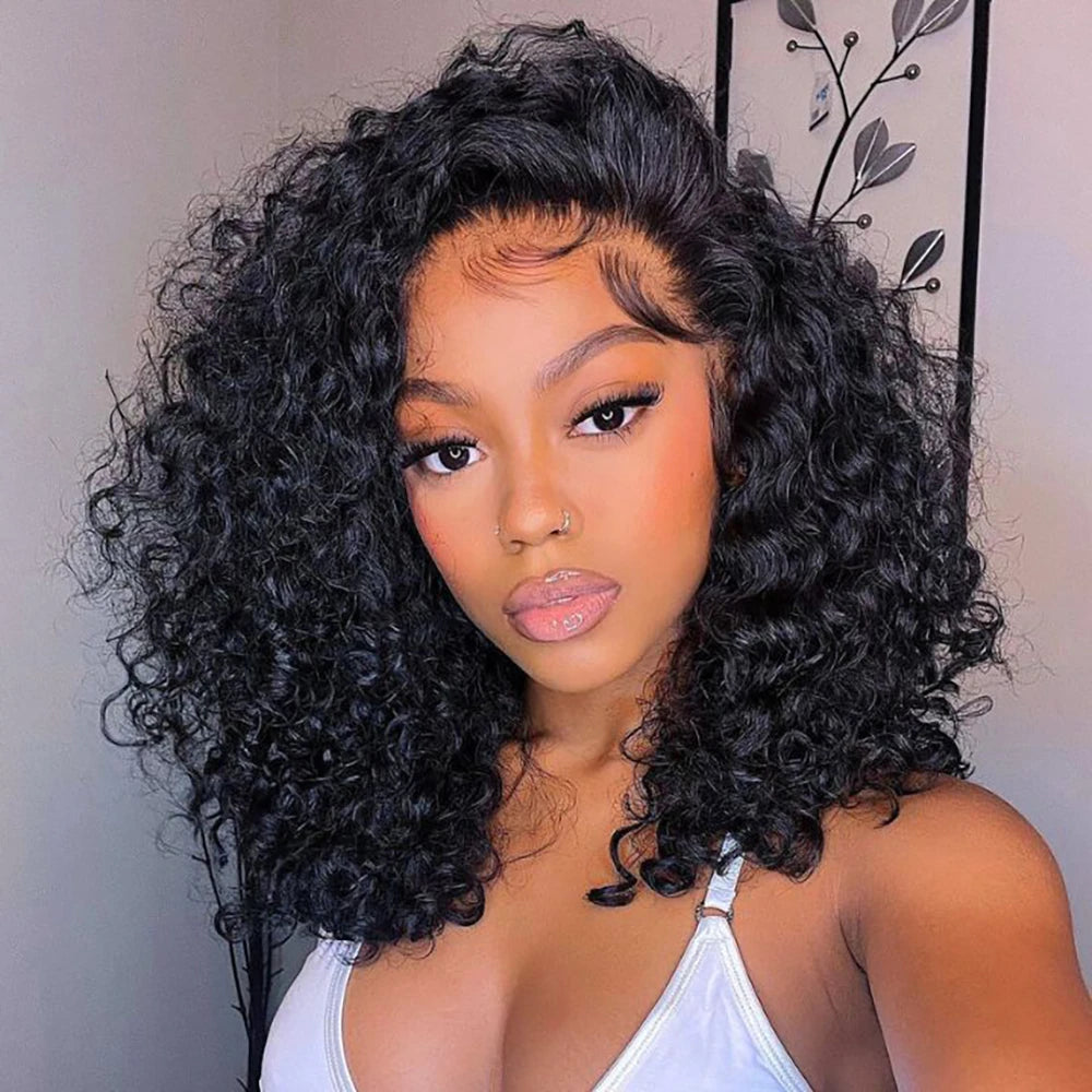 Deep Curly Bob Wig 13x4 HD Lace Frontal Wig Pre Plucked 100% Human Hair Short Bob Wig 4x4 2x6 HD Lace Closure Wig 200% Density