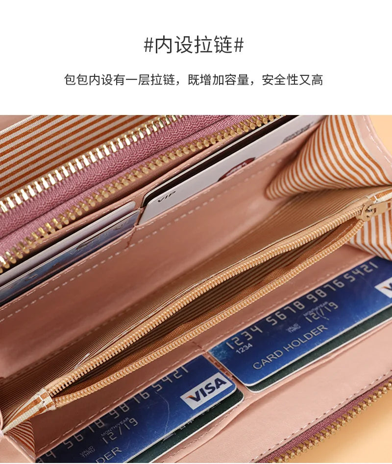 Long Women's Wallet Female Purses Tassel Coin Purse Card Holder Wallets Double Zipper Pu Leather Clutch Luxury Money Phone Bag