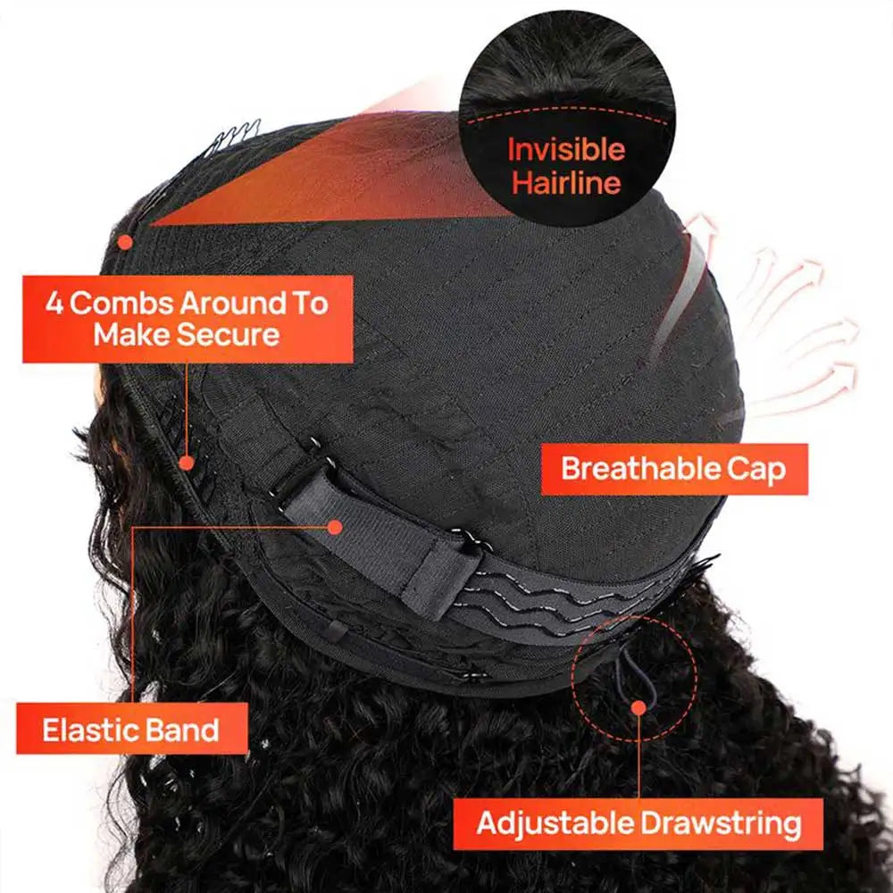 Half Wigs Human Hair Kinky Straight 3 In 1 Human Hair Wig Seamless Flip Over Half Wig Beginner Friendly Curly Wigs for Women