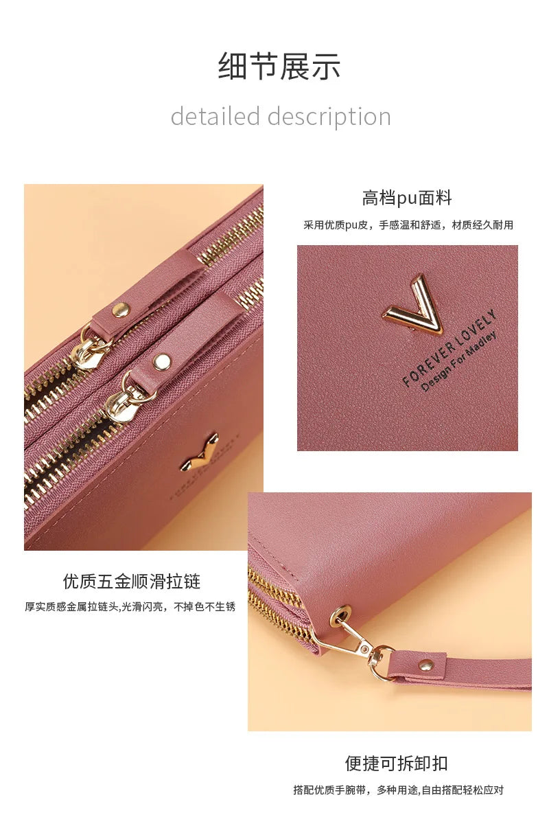 Long Women's Wallet Female Purses Tassel Coin Purse Card Holder Wallets Double Zipper Pu Leather Clutch Luxury Money Phone Bag