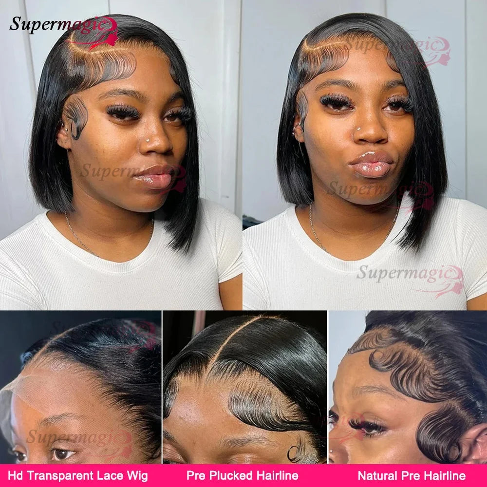 300% 10A Raw Vietnamese Transparent Lace Frontal Wig Human Hair 13x4 13x6 Bob Preplucked Bleached Knots Human Hair Wig for Women