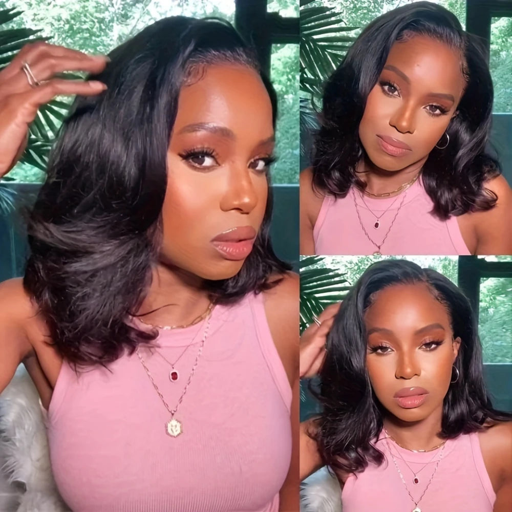 Loose Body Wave Bob Wig Human Hair 13x4 Lace Front Wig 230% Density Virgin Remy Hair Preplucked 4x4 Lace Closure Wig For Women