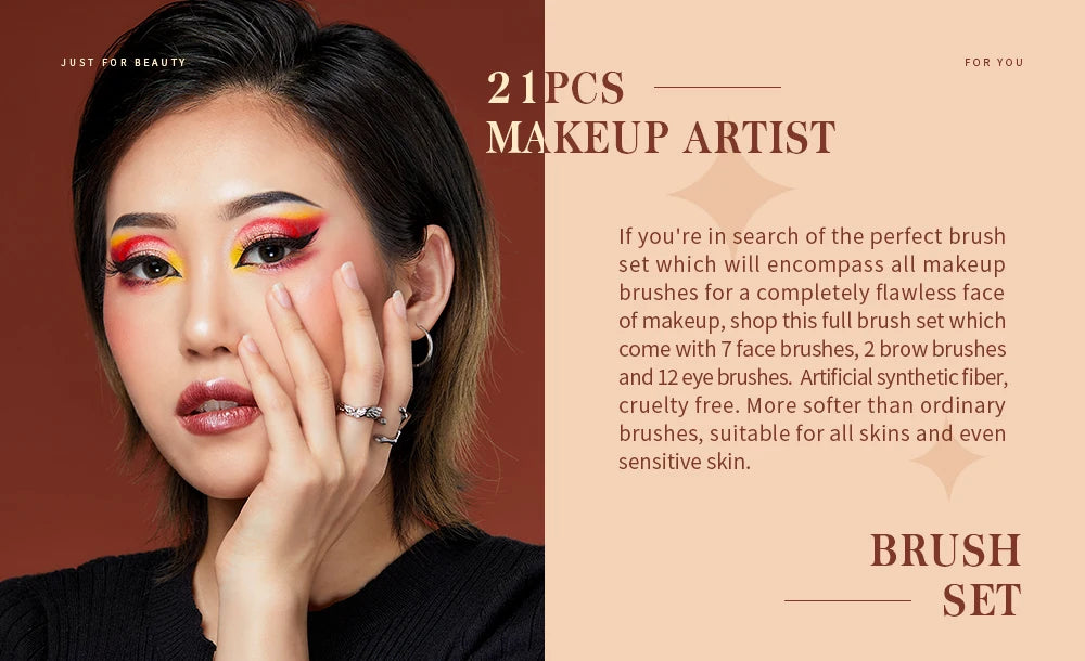 Jessup Makeup Brushes set,3-21pcs Premium Synthetic Big Powder Brush Foundation Concealer Eyeshadow Eyeliner Spoolie Wooden T271