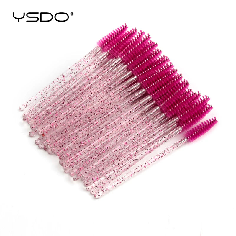 YSDO Good Quality 5/50 Pcs Crystal Eyelash Makeup Brushes Diamond Handle Mascara Wands Eyelash Extension Tools