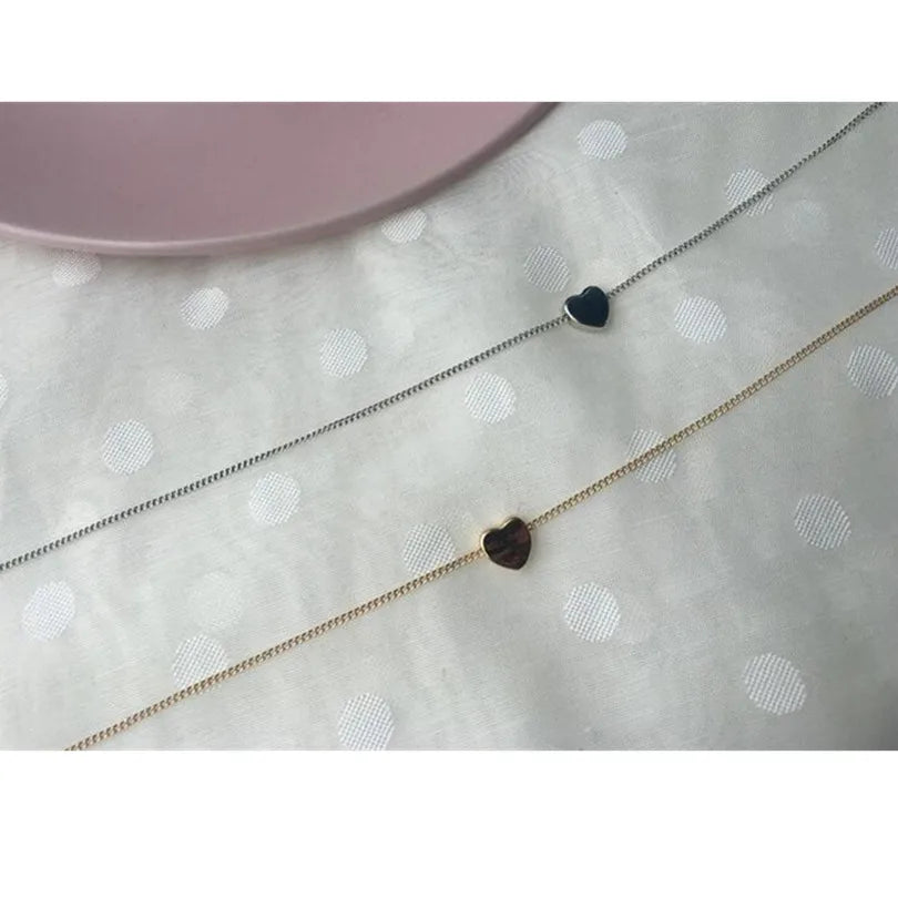 New Golden Silver Color Small Heart Necklaces Bijoux For Women Collars Fashion Jewelry Collarbone Pendant Necklace NA219
