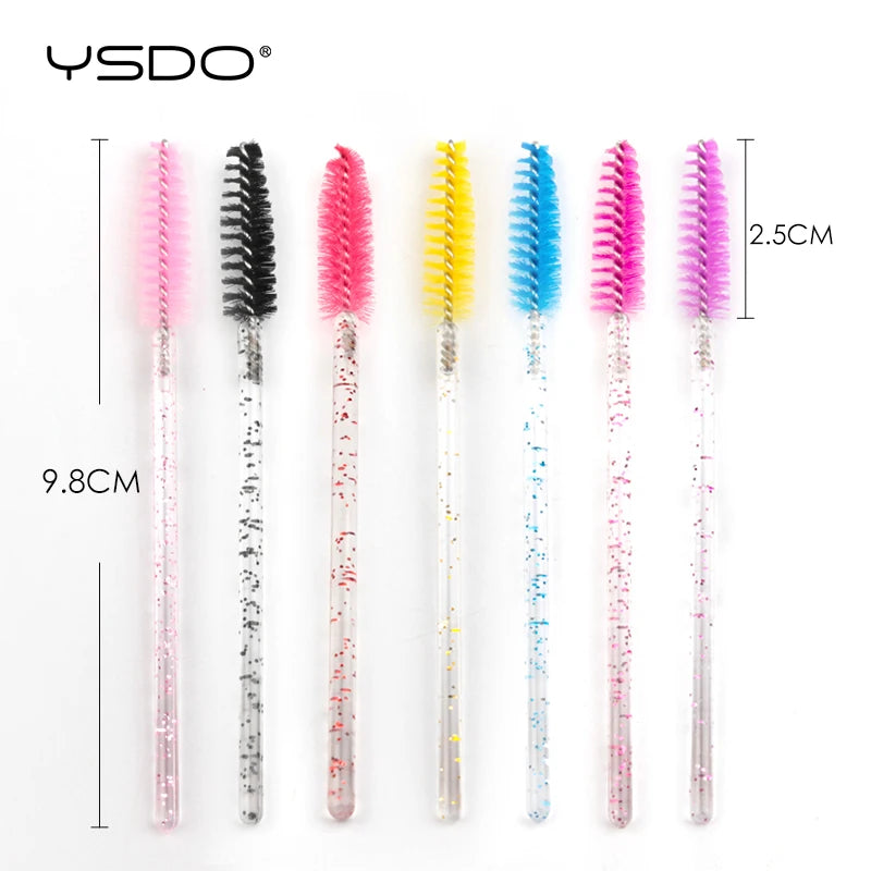 YSDO Good Quality 5/50 Pcs Crystal Eyelash Makeup Brushes Diamond Handle Mascara Wands Eyelash Extension Tools