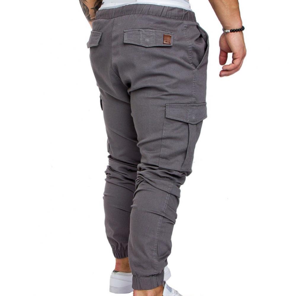 Dropshipping!New Fashion Men Jogger Pants Casual Solid Color Pockets Waist Drawstring Ankle Tied Skinny Cargo Pants Size XS-4XL