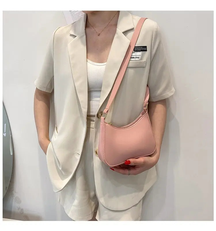 New Women's Fashion Handbags Retro Solid Color PU Leather Shoulder Underarm Bag Casual Women Hobos Handbags sac à main femme