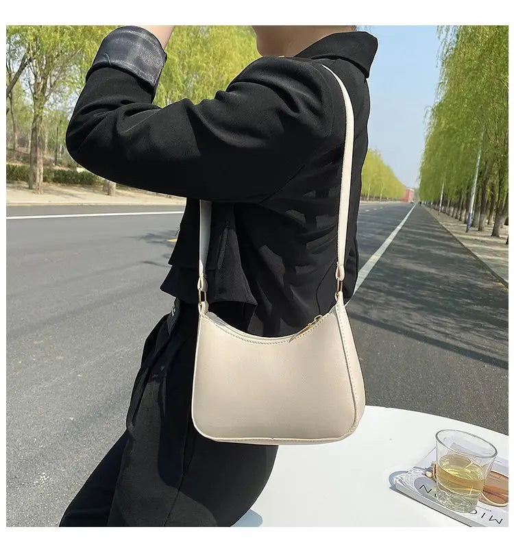 New Women's Fashion Handbags Retro Solid Color PU Leather Shoulder Underarm Bag Casual Women Hobos Handbags sac à main femme