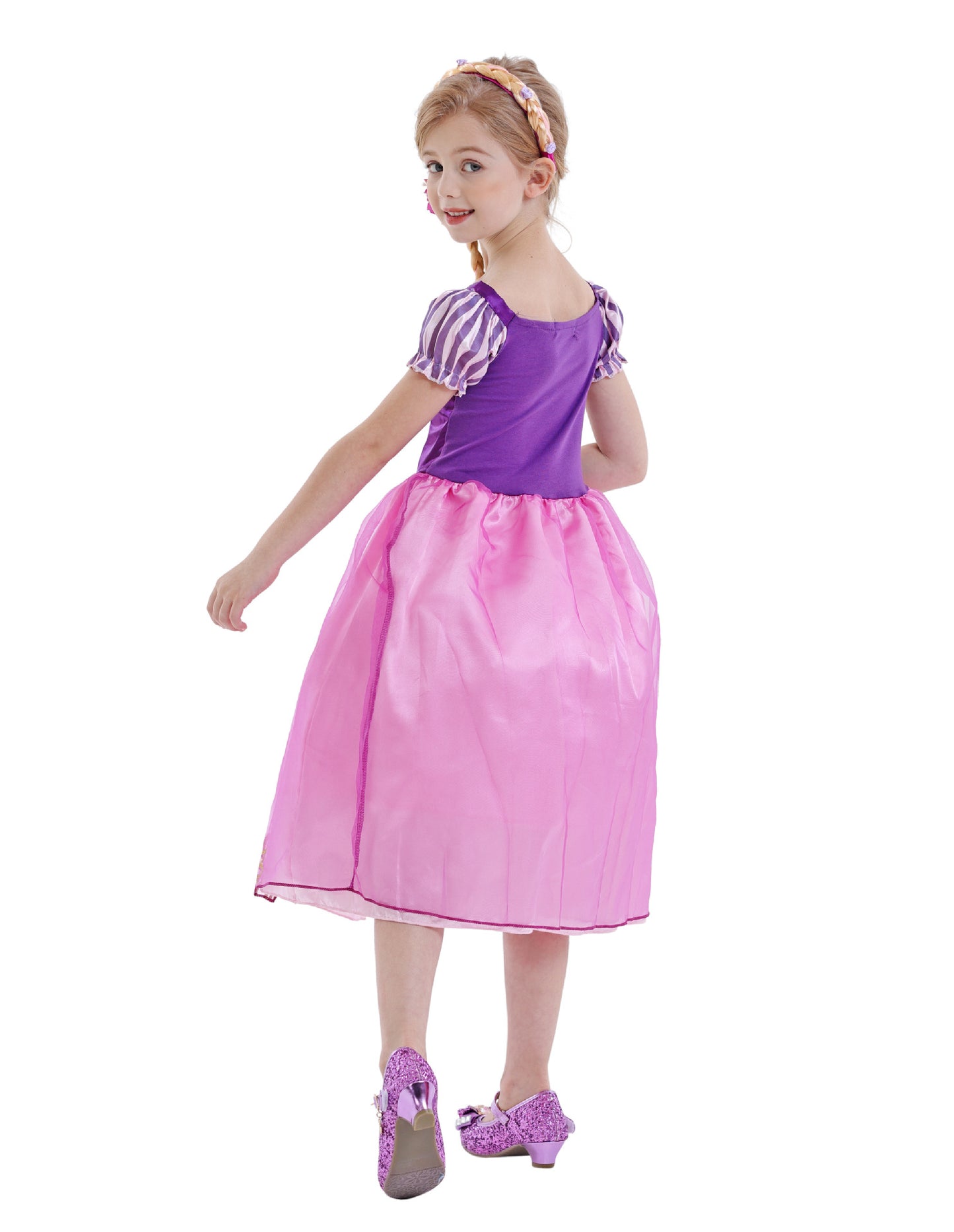 Disney Rapunzel Princess Dress Girl Purple Puff Sleeve Cosplay Tangled Costume Halloween Vestido Kids Birthday Ball Gown Clothes
