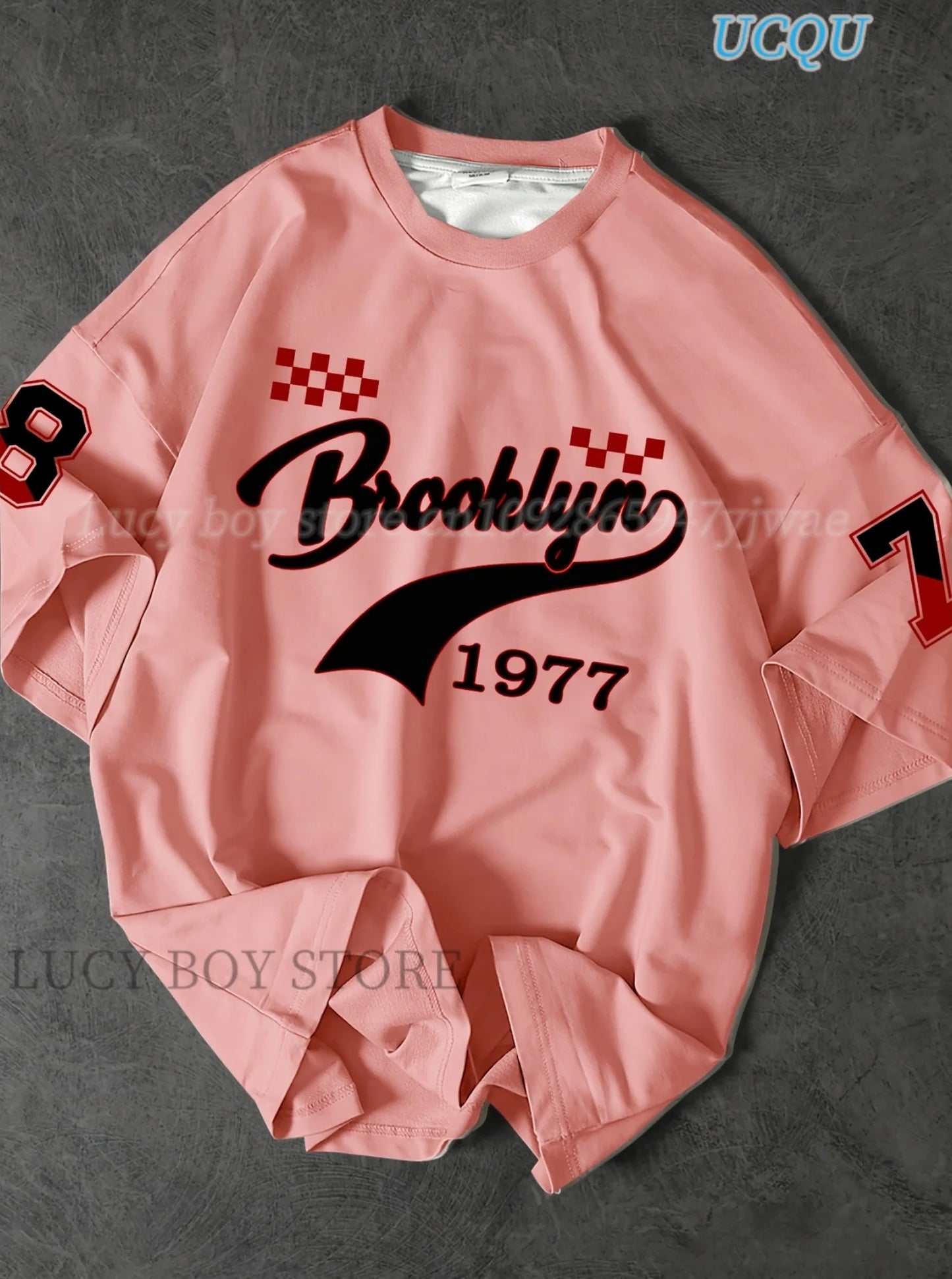 Mens BROOKLYN 1977Printed Short Sleeve T Shirt Man O-Neck Sportwear Brooklyn Racing Football Tee Vintage Casual Tops Men Clothes