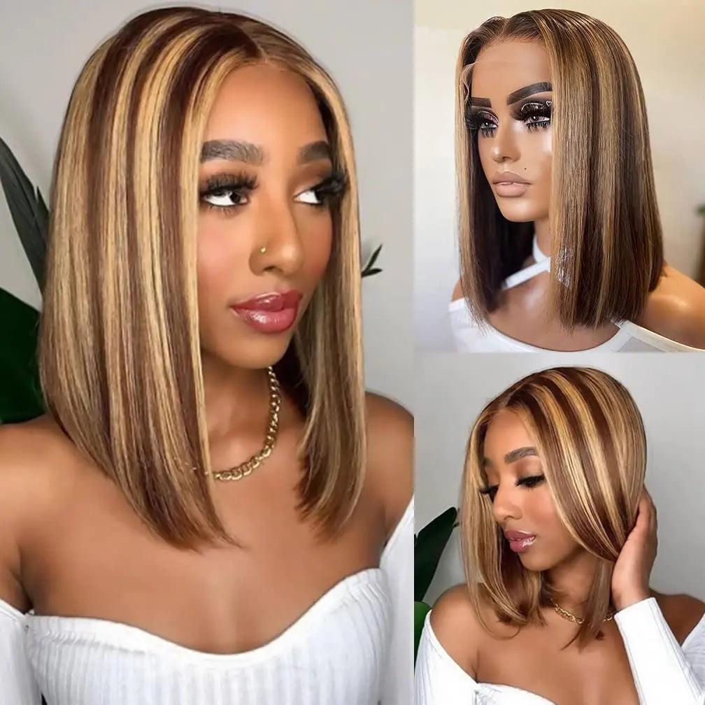 Highlight Wig Human Hair Bob Wig Short Straight Body Curly Bob Wig Lace Front Human Hair Wigs Piano Cheap Wig On Clearance Seal