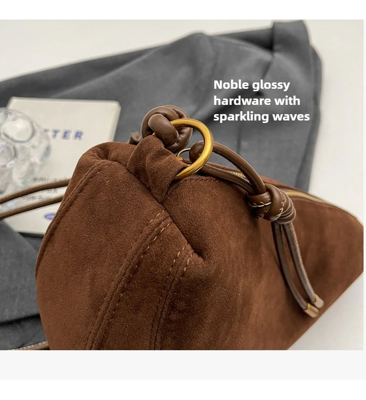 Faux Suede Super Popular Niche Suede Shoulder Bag for Women 2025 Hot Sale Single Crossbody Bags Underarm Dumpling Sweet Bags