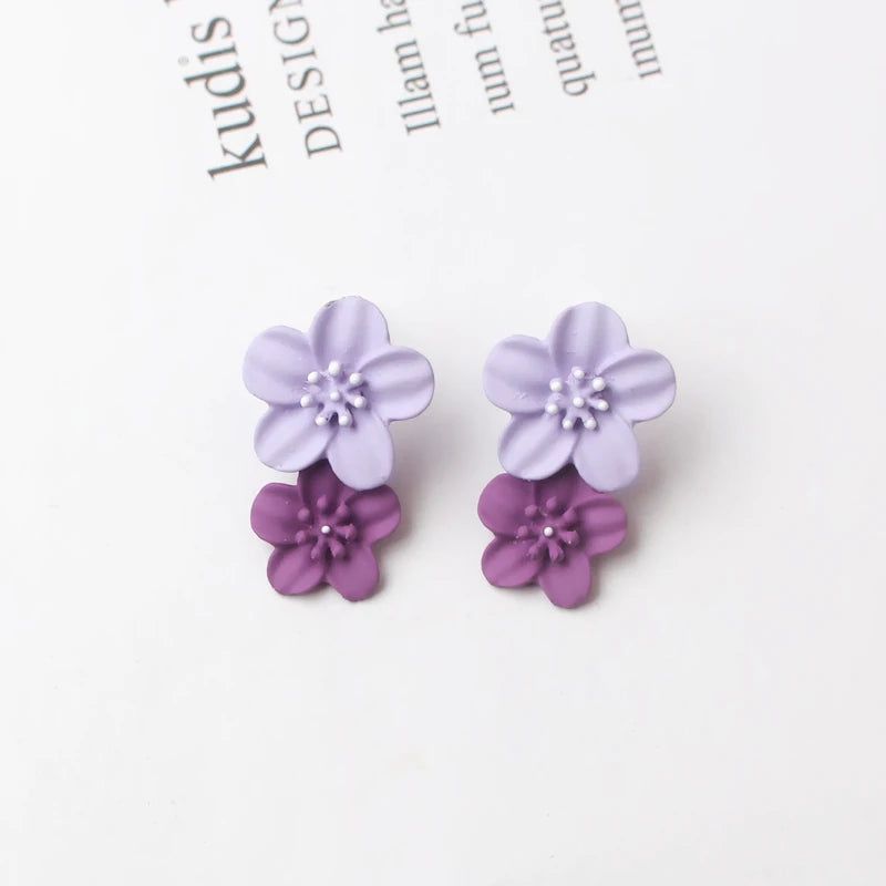 Simple Coffee Flower Drop Dangle Earrings for Women New Korean Fashion Jewelry Wedding Party Girl Elegant Jewelry Accessories