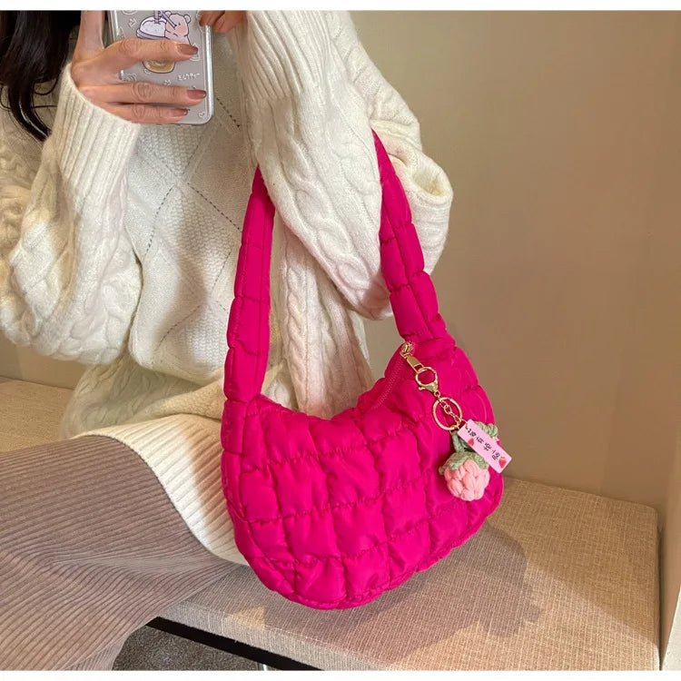 Women's Bag Korean Version Sweet Girly Style Shoulder Bag Fashion Casual Bubble Dumpling Bag Fold Cloud Bag Fashion Exquisite