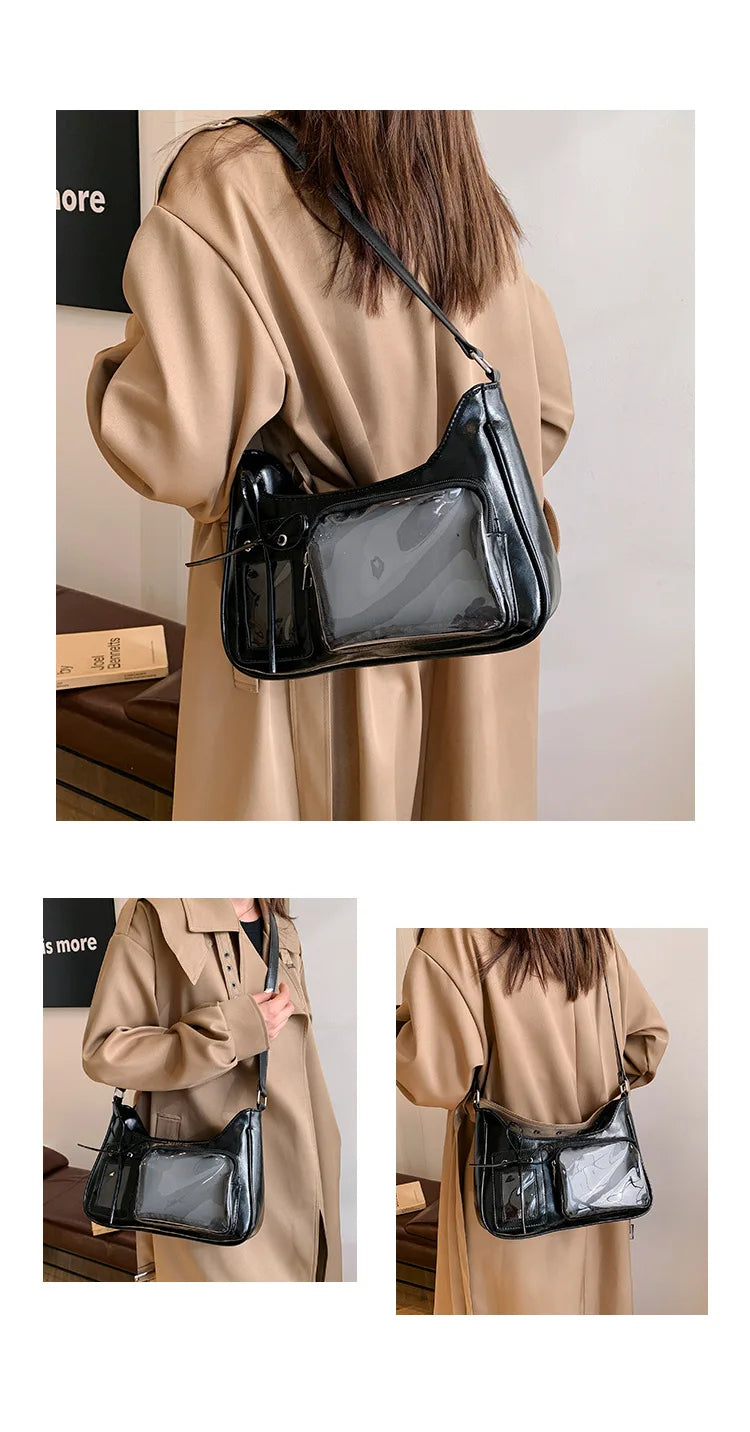 Y2k Harajuku Shoulder Bag Women Korean Transparent Ita Bag School Crossbody Bag Female Japanese Designer Preppy Handbag Purse