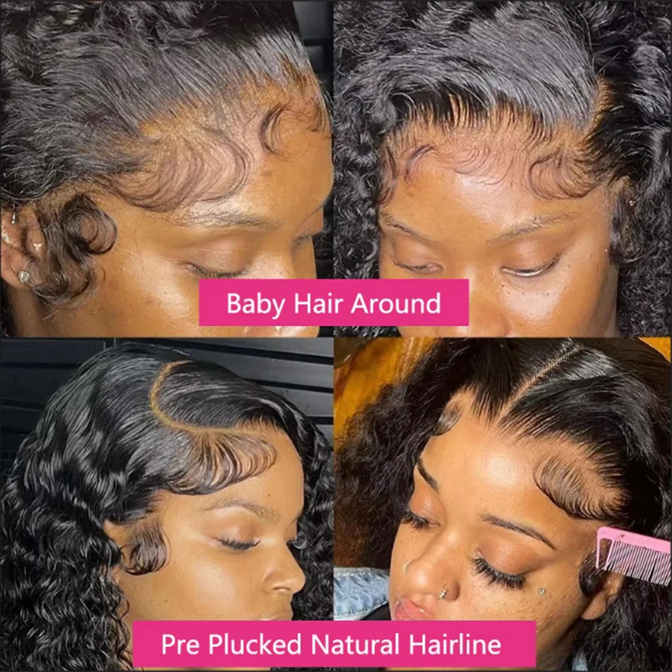 Ready To Wear Glueless Wigs Kinky Straight 13x4 Lace Front Human Hair Wig Short Bob Wigs HD Transparent Yaki Straight Wig 180%