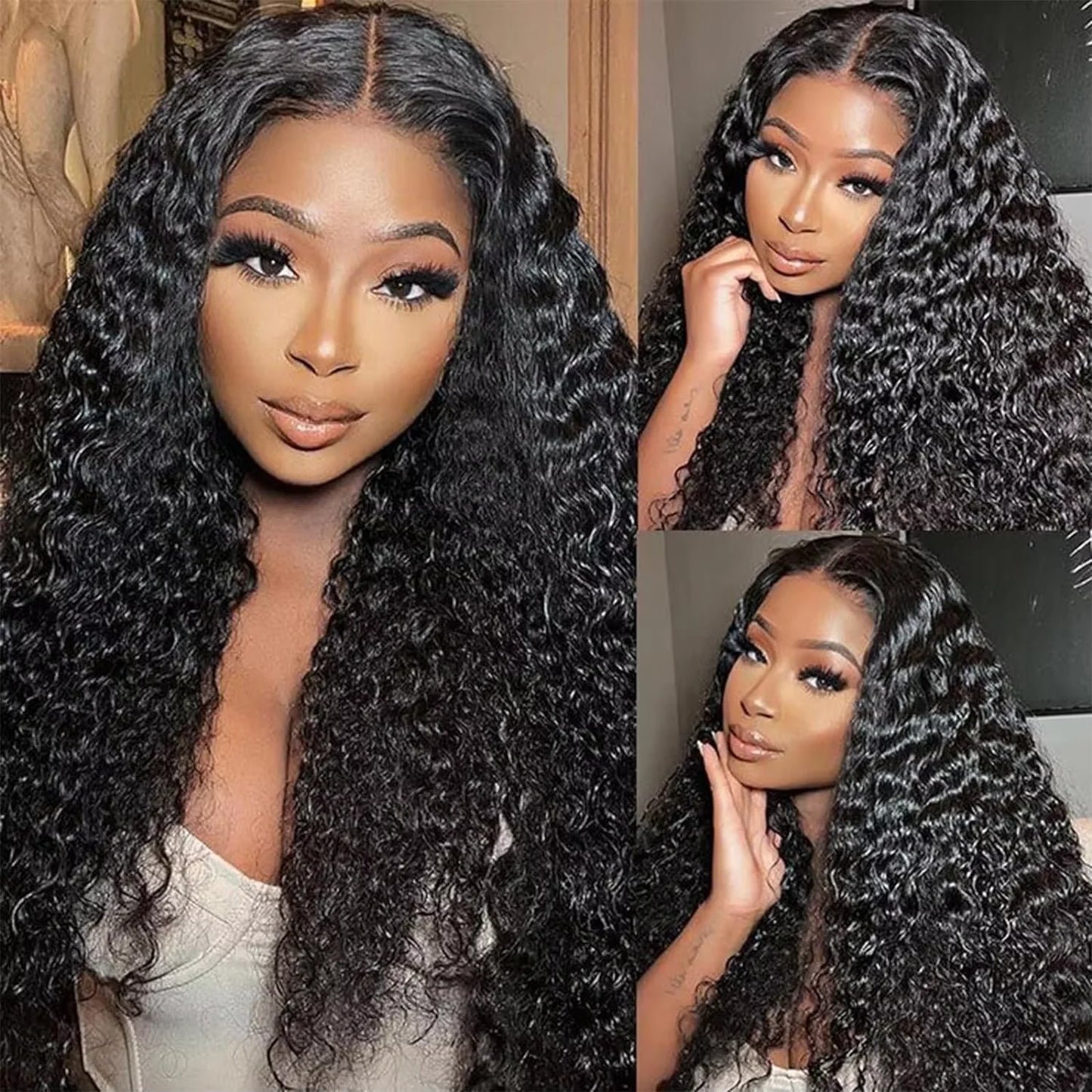 250% 36 Inch Hd Curly Glueless Wigs Ready To Wear 5x5 Lace Closure Wigs Hd Transparent Lace Front Human Hair Wigs Bleached Knots