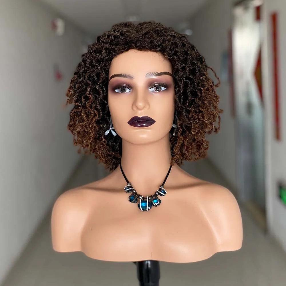 Short Braided Wigs For Black Women Short Dreadlock Wigs Afro Braids Curly Synthetic Hair Nu Faux Locs Wigs For Black Women