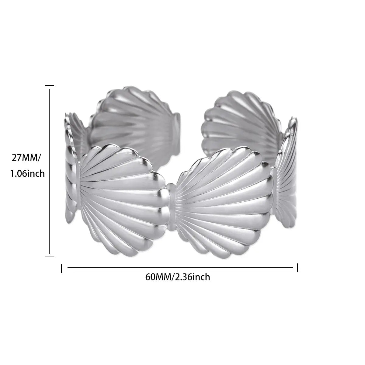 Stainless Steel Shell Bangles for Women Fashion Layered Wave Starfish Cuff Bangle Bracelet Femme Waterproof Jewelry New In