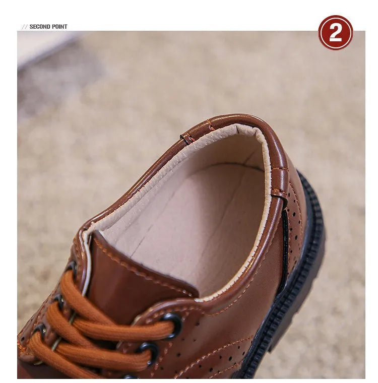 Boys Formal Shoes Girls Leather Shoes Black for School Party Wedding Lace-up Kids Oxfords Classic Fashion Soft 26-36 Breathable