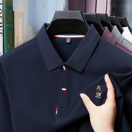 Summer hot selling men's fashionable business high-quality polo shirt, casual and comfortable pure cotton short sleeved shirt