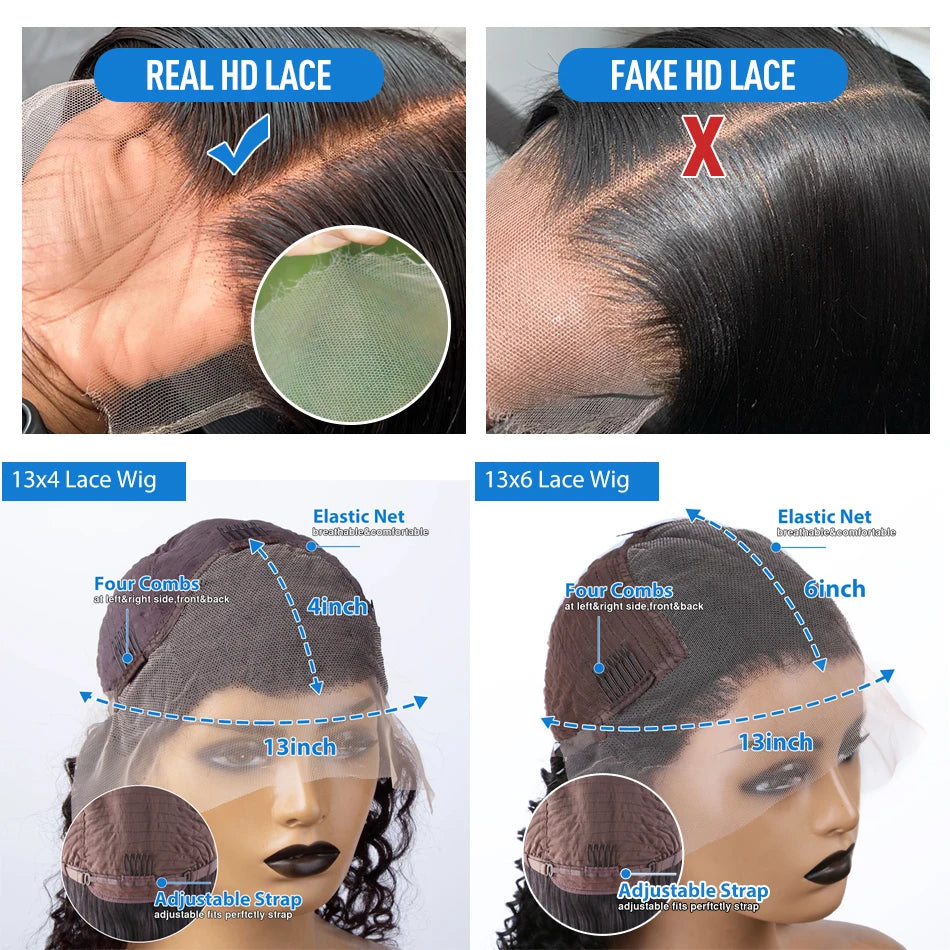 Xcurly 30 40 Inch Deep Wave 13x4 HD Lace Front Wig Human Hair For Women 220 Density Loose Water Curly 13x6 Lace Frontal Wigs