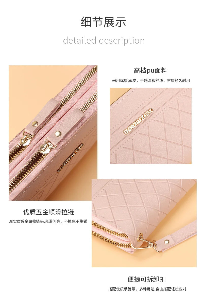 Long Women's Wallet Female Purses Tassel Coin Purse Card Holder Wallets Double Zipper Pu Leather Clutch Luxury Money Phone Bag
