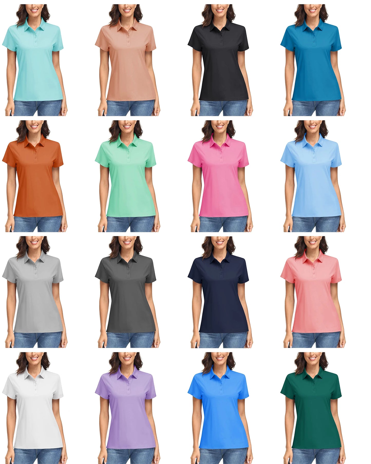 TACVASEN Summer UPF 50+ Short Sleeve Shirts Womens Sun Protection T-shirts Quick Dry 4 Buttons Tennis Workout Tee Golf Pullovers